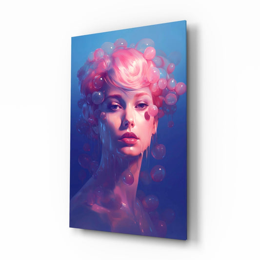 Pink Bubbles Glass Wall Art || Designer Collection
