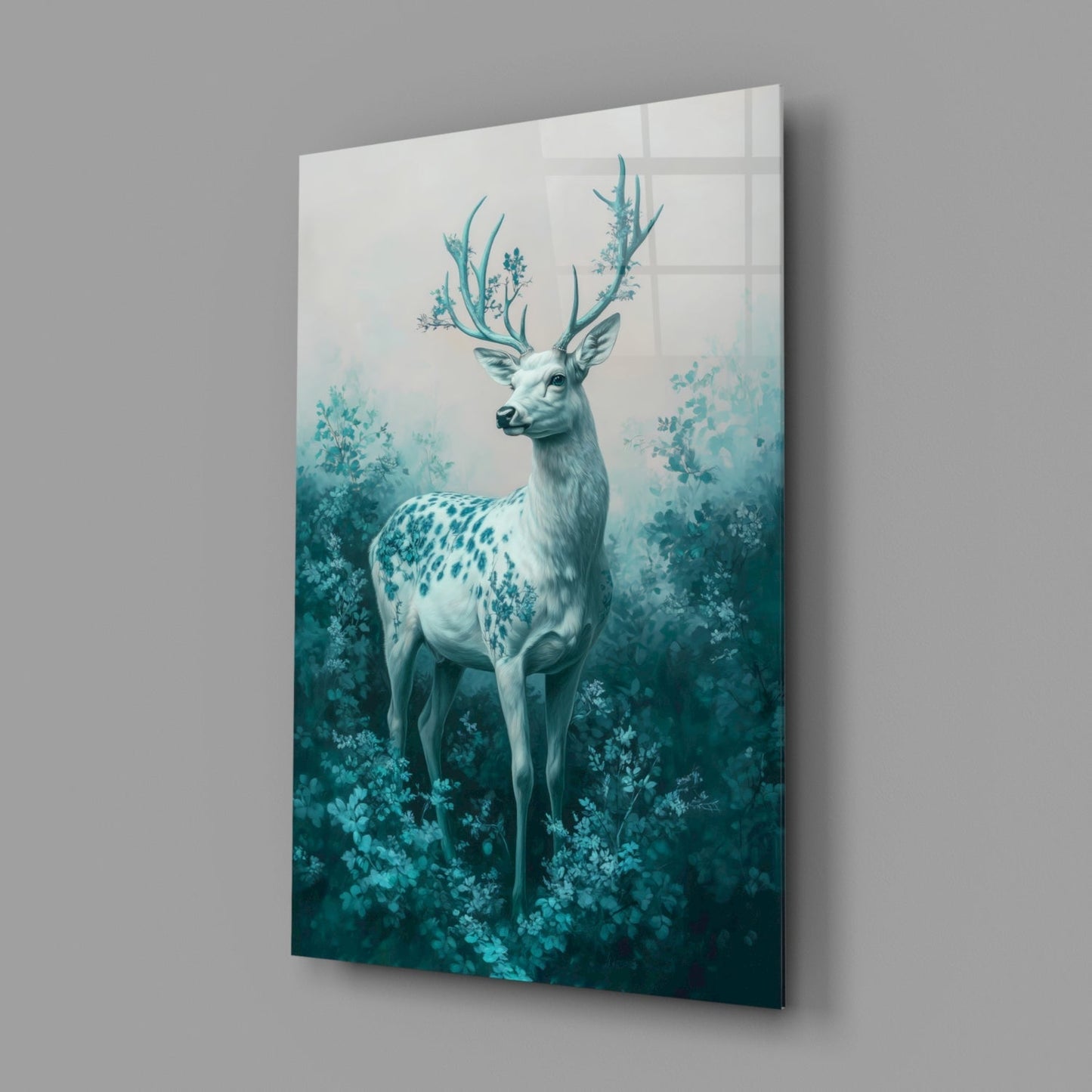 Mint Deer Glass Wall Art || Designer Collection