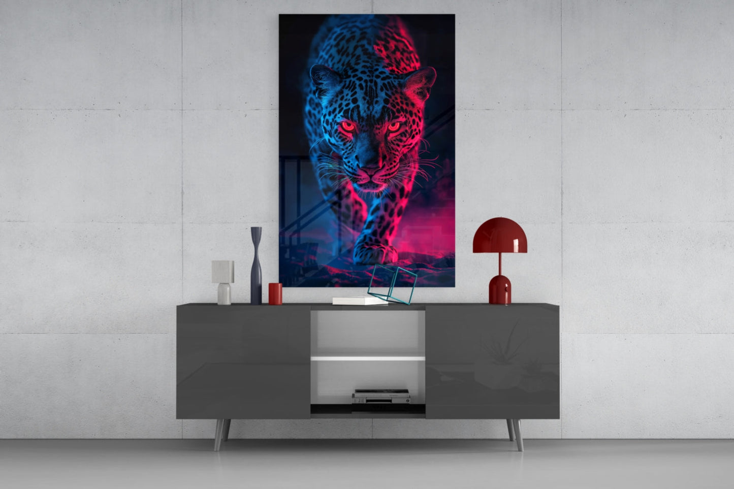 Neon Leopard Glass Wall Art || Designer Collection