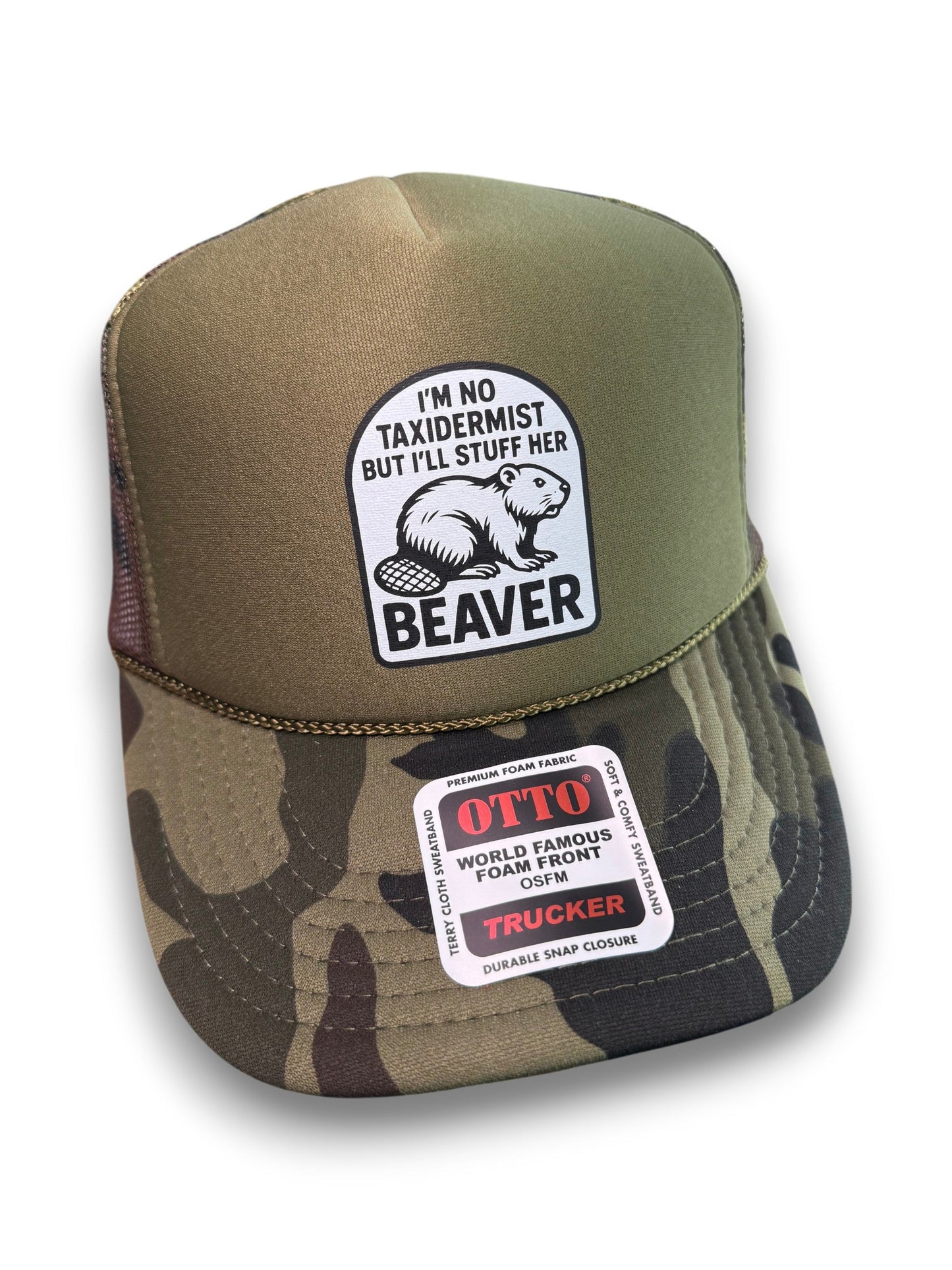 I'm No Taxidermist But I'll Stuff Her Beaver Camouflage Foam Snapback Trucker Hat for Men