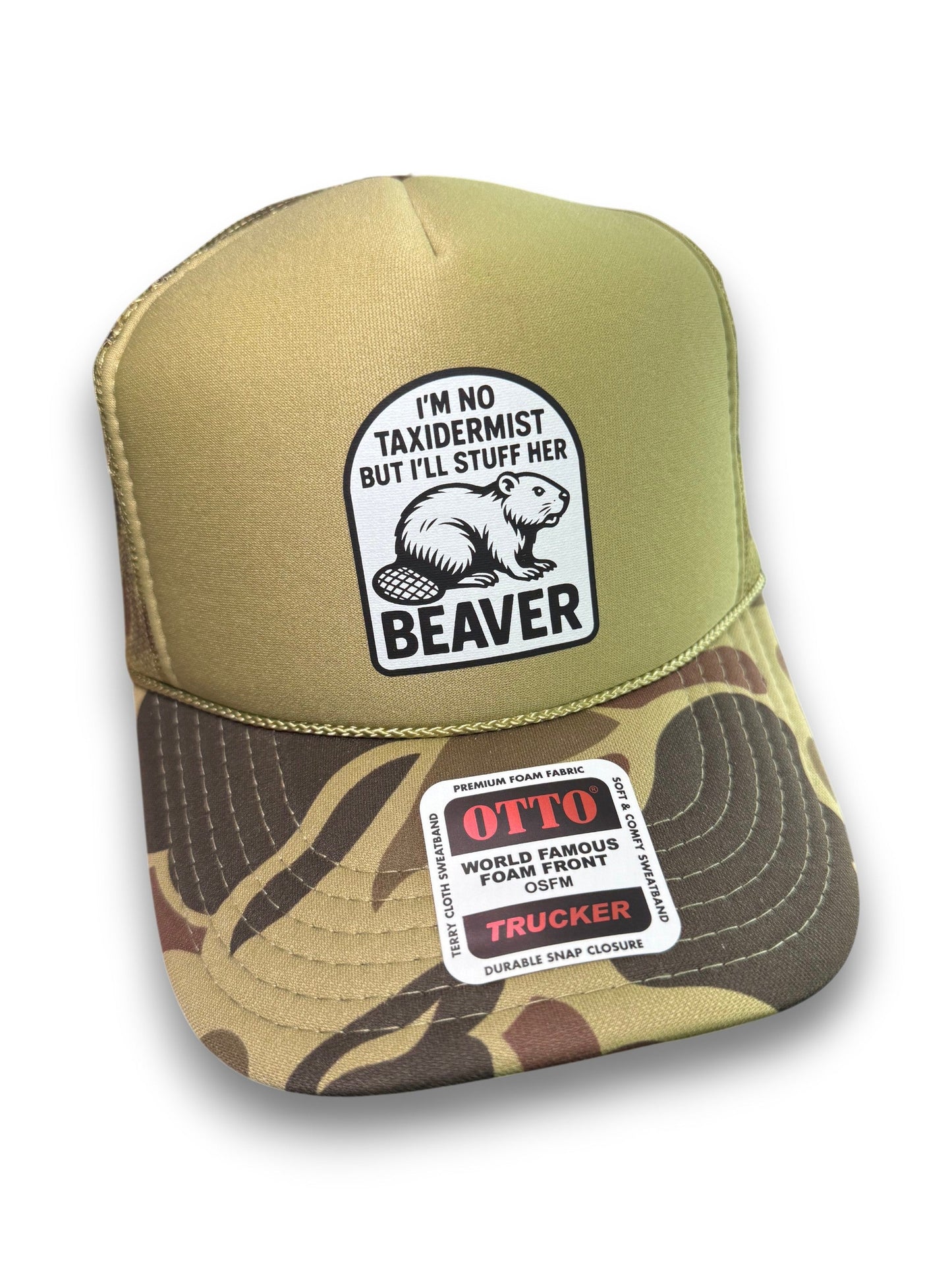 I'm No Taxidermist But I'll Stuff Her Beaver Camouflage Foam Snapback Trucker Hat for Men