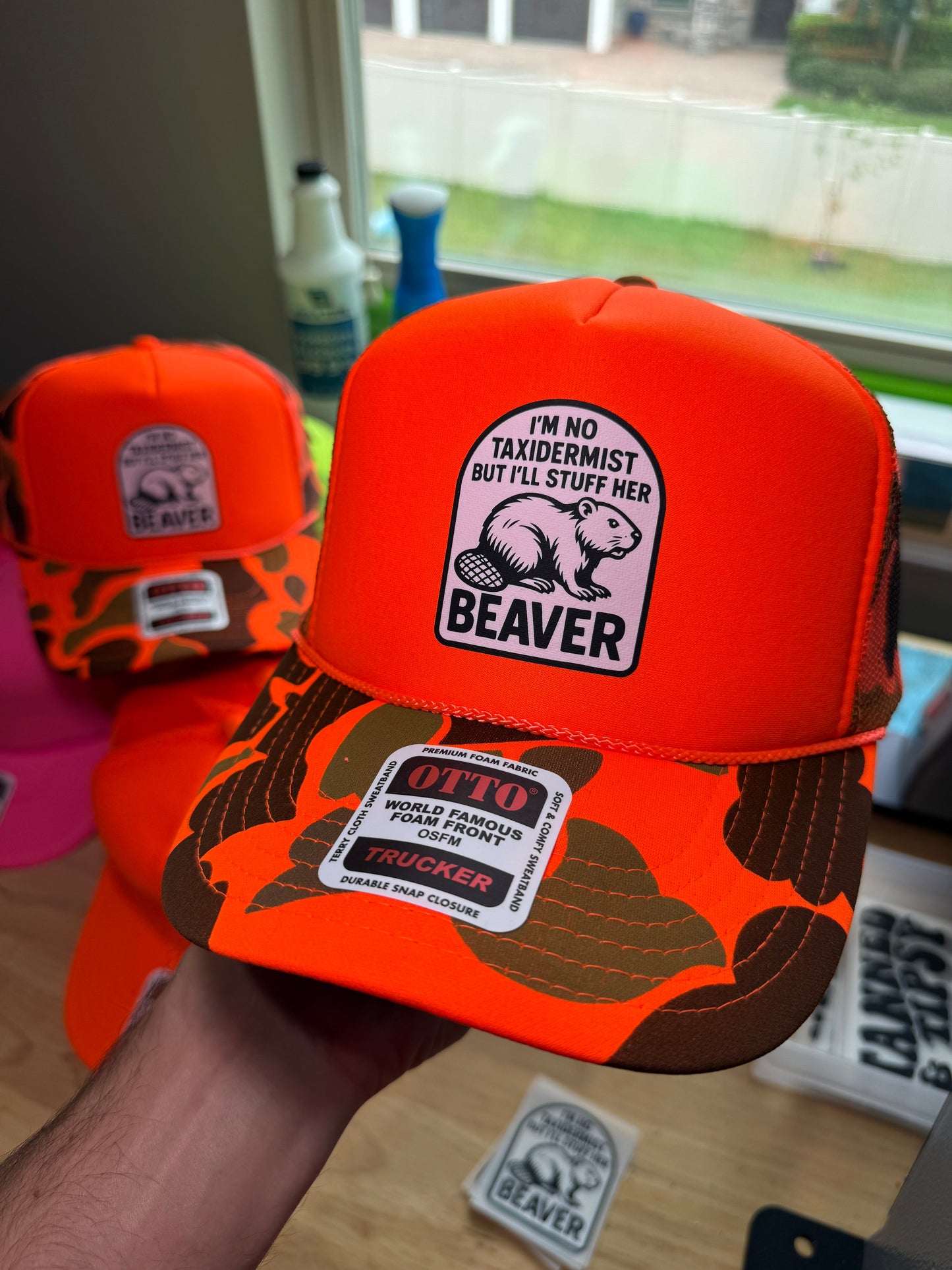 I'm No Taxidermist But I'll Stuff Her Beaver Camouflage Foam Snapback Trucker Hat for Men