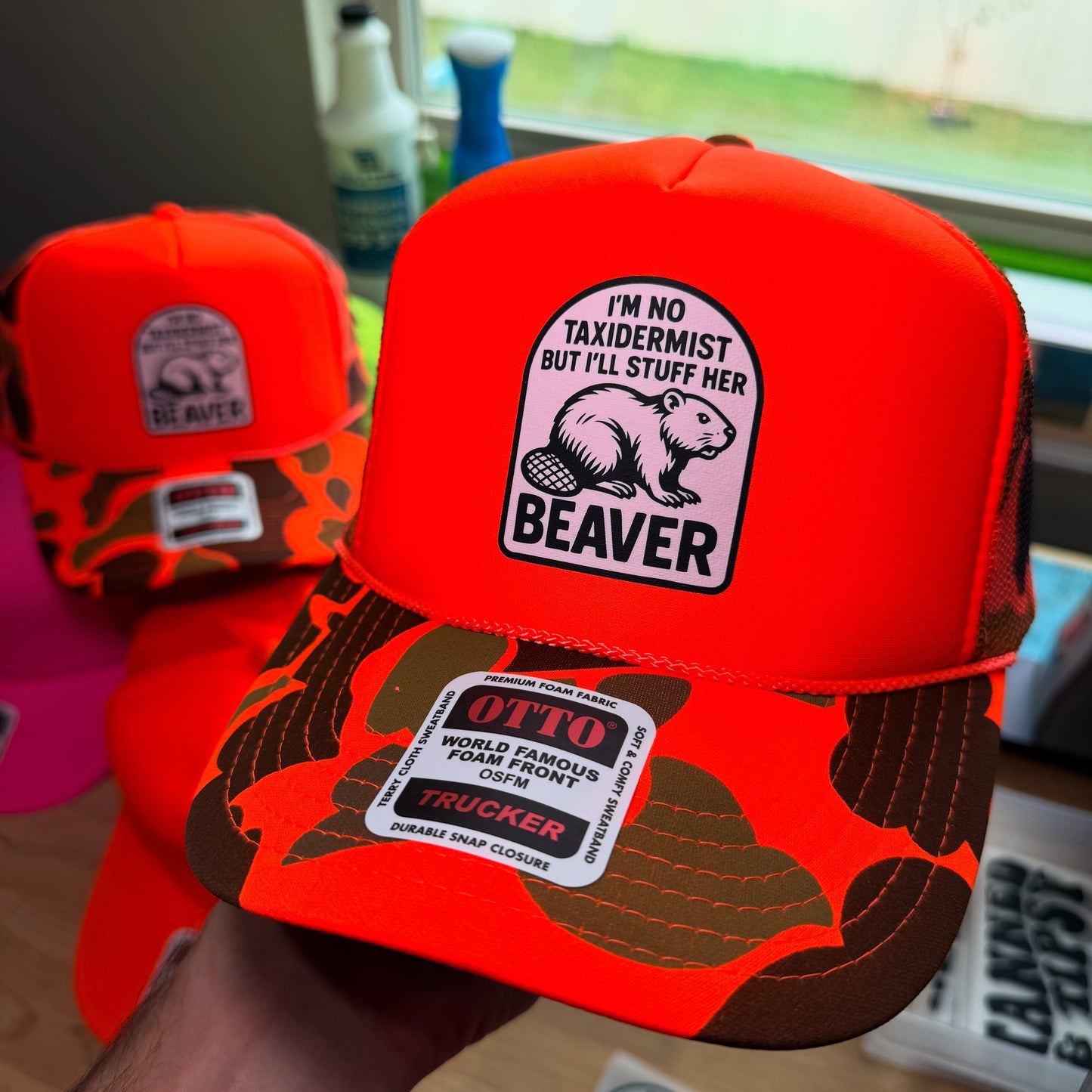 I'm No Taxidermist But I'll Stuff Her Beaver Camouflage Foam Snapback Trucker Hat for Men