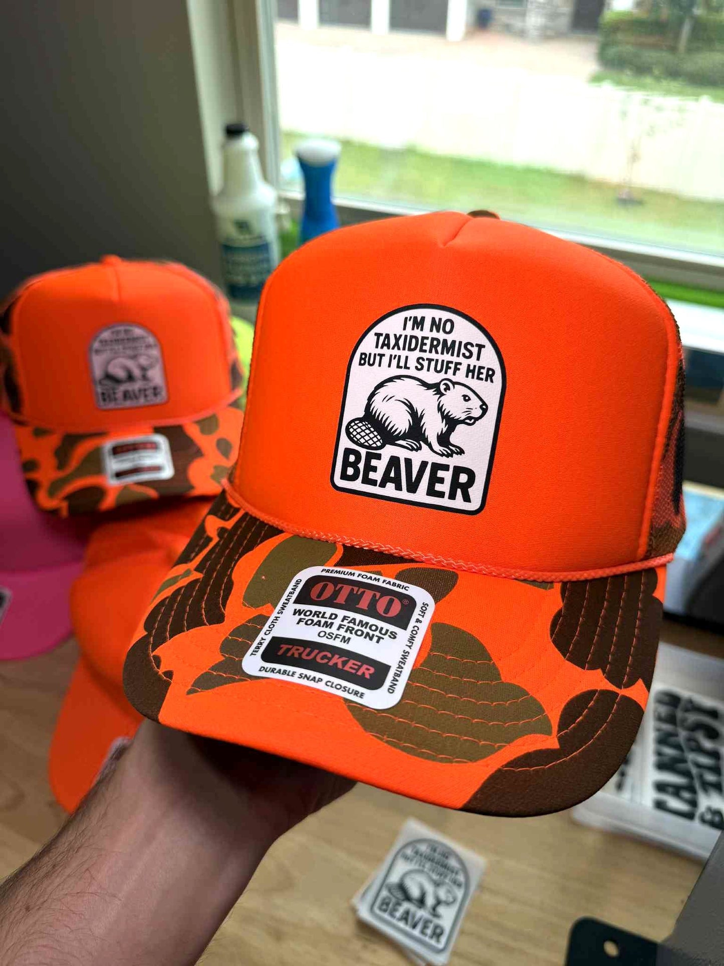 I'm No Taxidermist But I'll Stuff Her Beaver Camouflage Foam Snapback Trucker Hat for Men