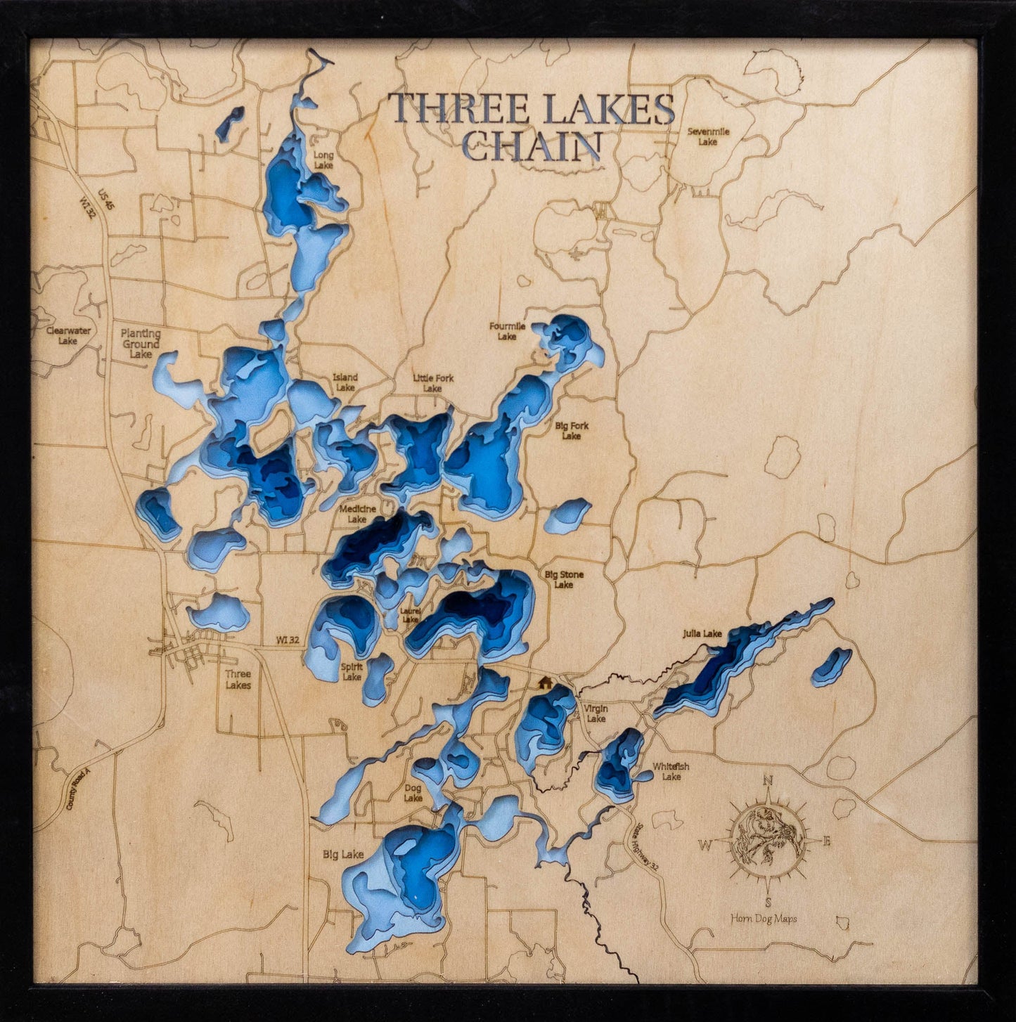 Three Lakes Chain in Oneida County, Wisconsin
