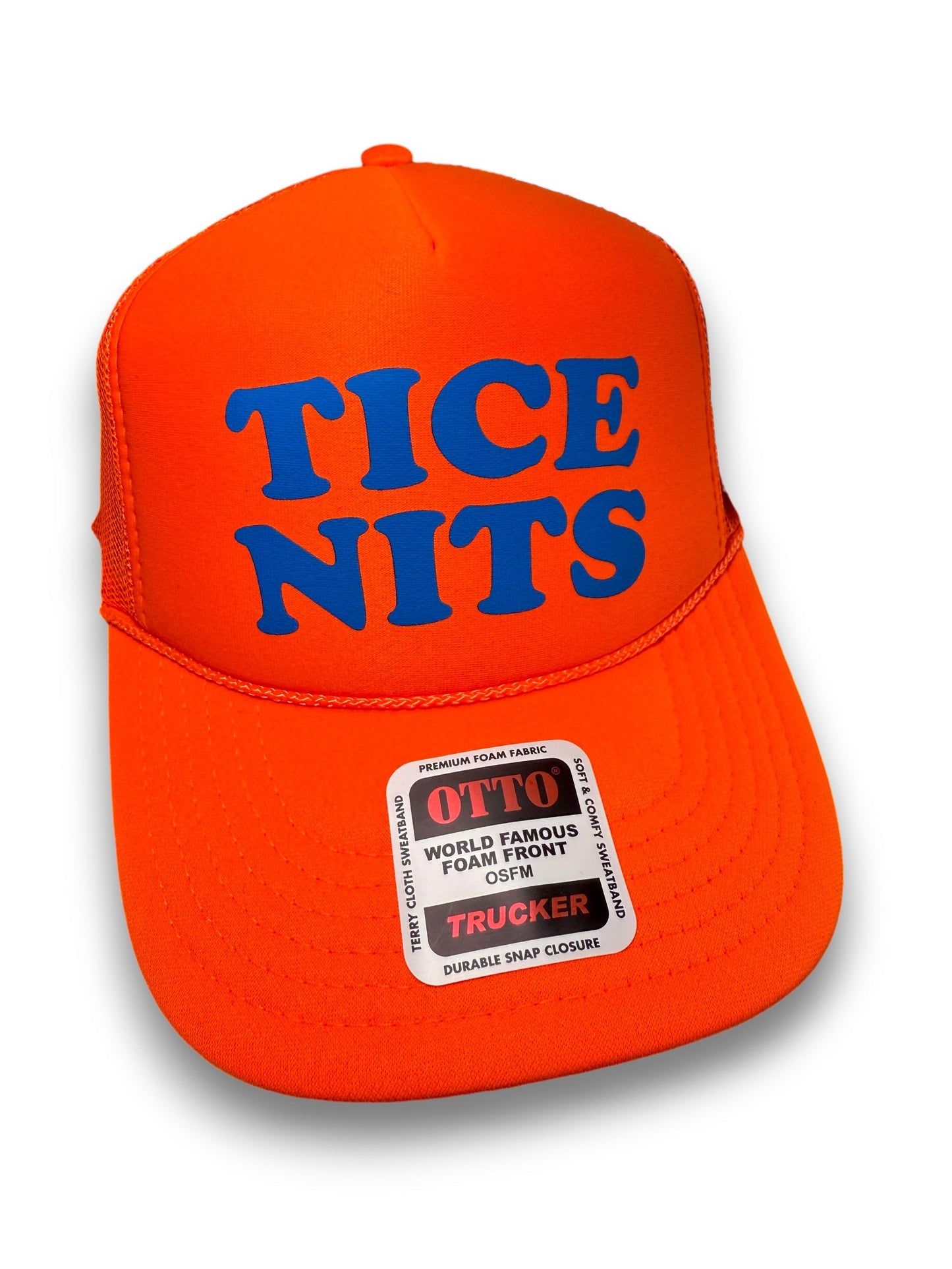 Tice Nits Neon Orange Foam Front Trucker Hat by Luckless Outfitters