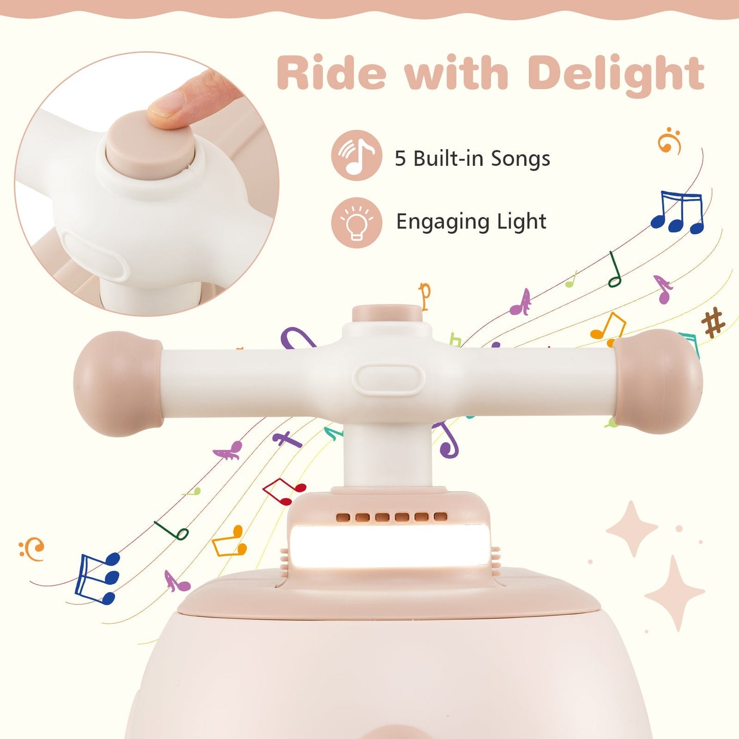 Toddler Ride on Toy with Trailer and Light Music