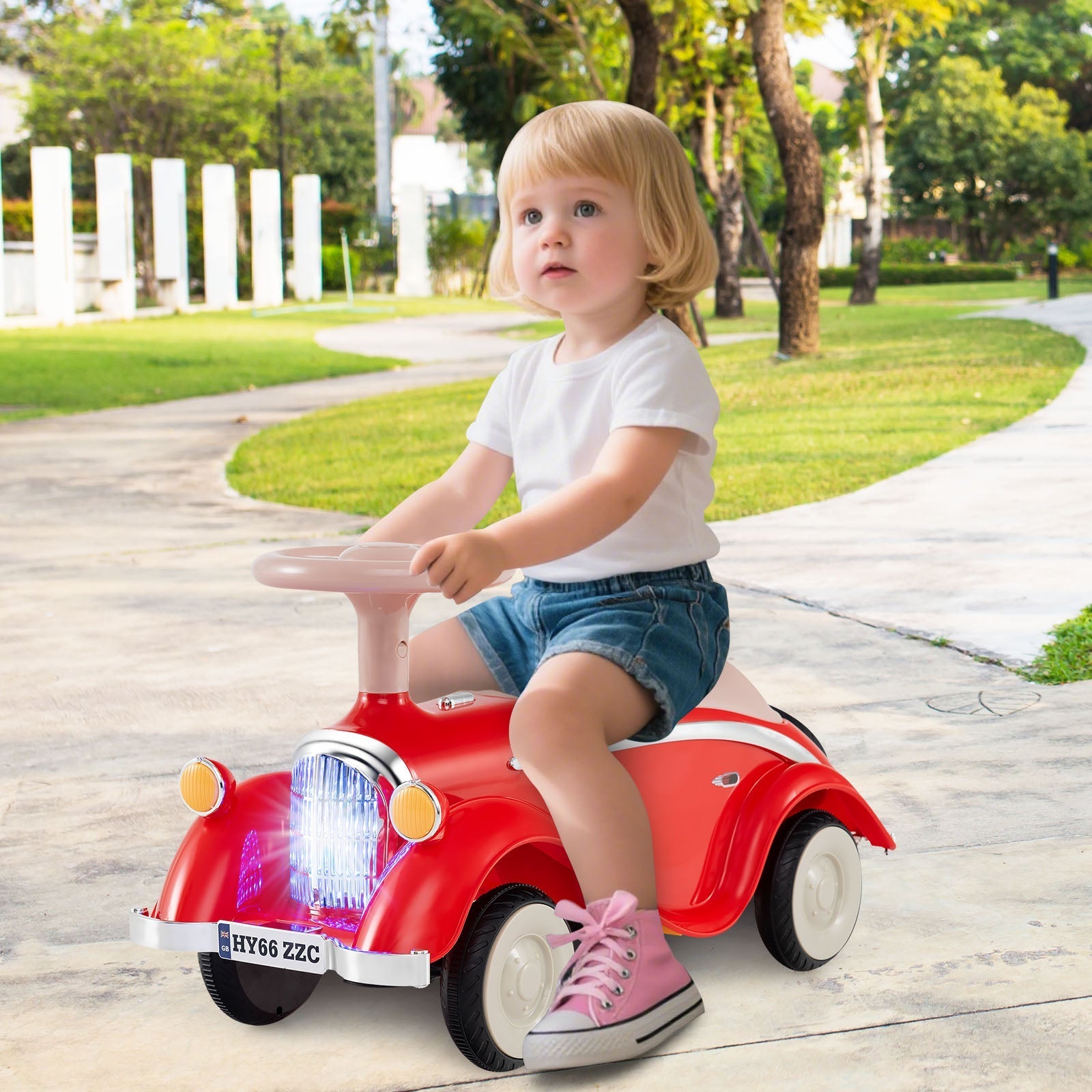 Toddler Ride on Toy Classic Sliding Car with Horn and LED Headlight
