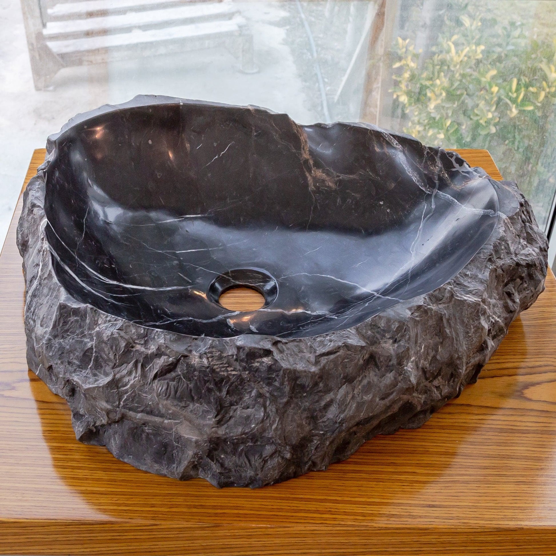 Black Turkish Marble Natural Stone Handcrafted Vessel Sink 17x17x5