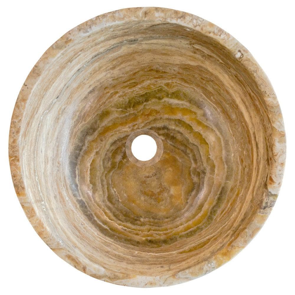 Travertine Onyx Natural Stone Round Vessel Sink - 16 Inch Diameter