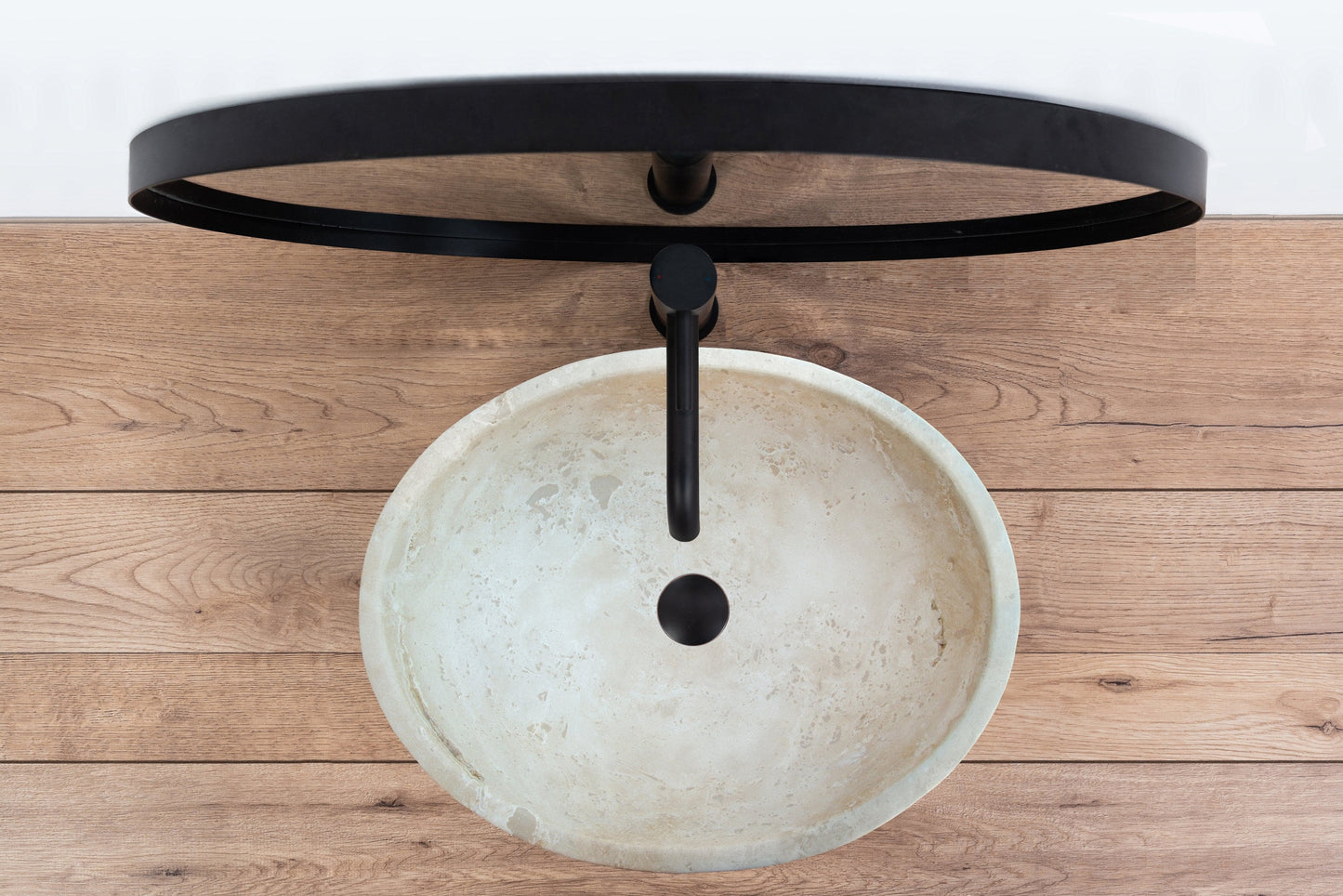 Travertine Natural Stone Oval Vessel Sink 16x21x6 Handcrafted Light Beige Artisan