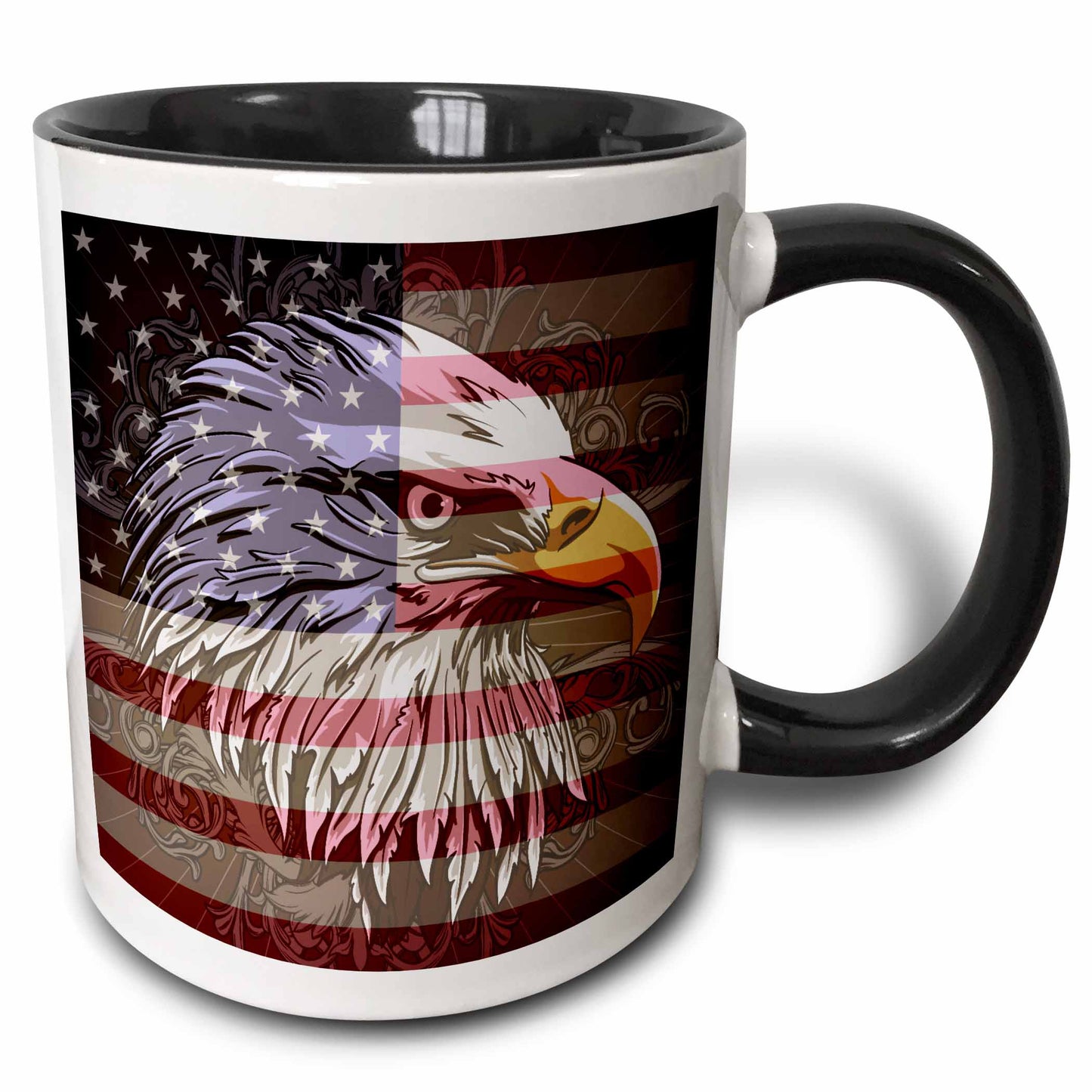 3dRose Ornate Patriotic Bald Eagle and USA American Flag Pride Great for Fourth... - Mugs (mug_116181)