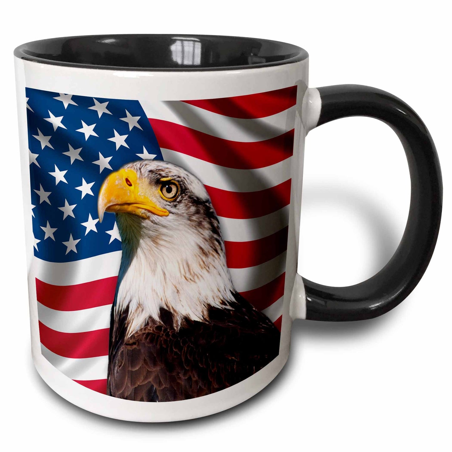 3dRose American Flag USA Bald Eagle Patriotism Patriotic Stars Stripes - Mugs (mug_155153)