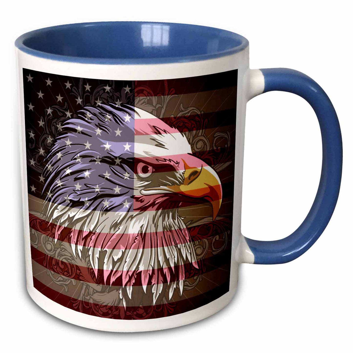 3dRose Ornate Patriotic Bald Eagle and USA American Flag Pride Great for Fourth... - Mugs (mug_116181)