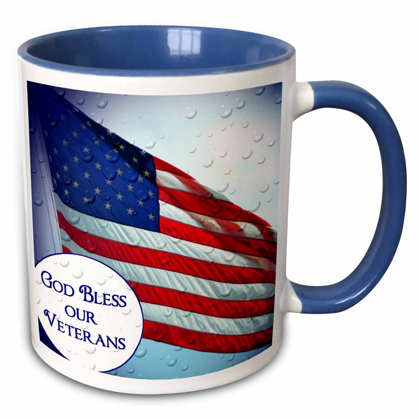 3dRose An American Flag with text God Bless our Veterans - Mugs (mug_157321)