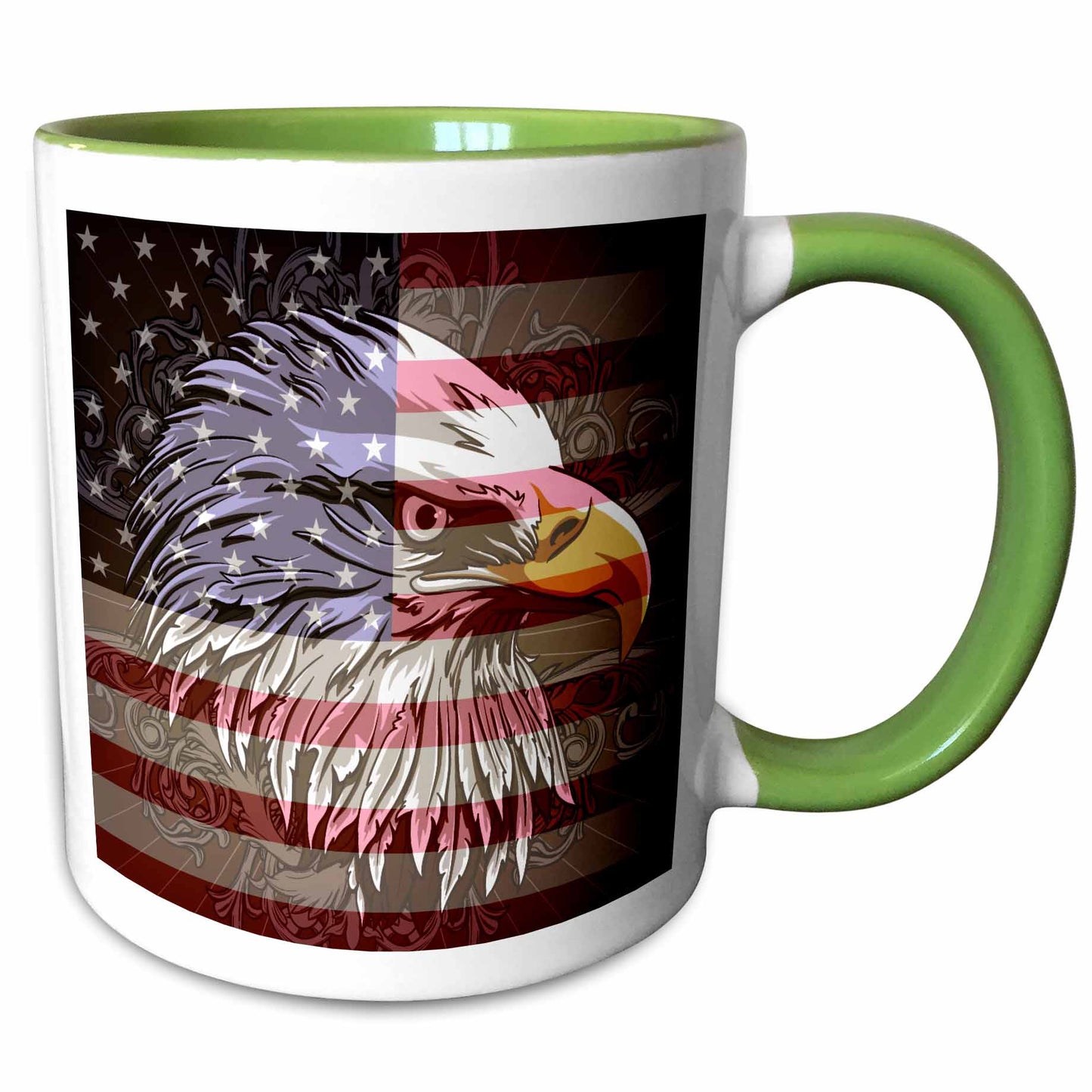 3dRose Ornate Patriotic Bald Eagle and USA American Flag Pride Great for Fourth... - Mugs (mug_116181)