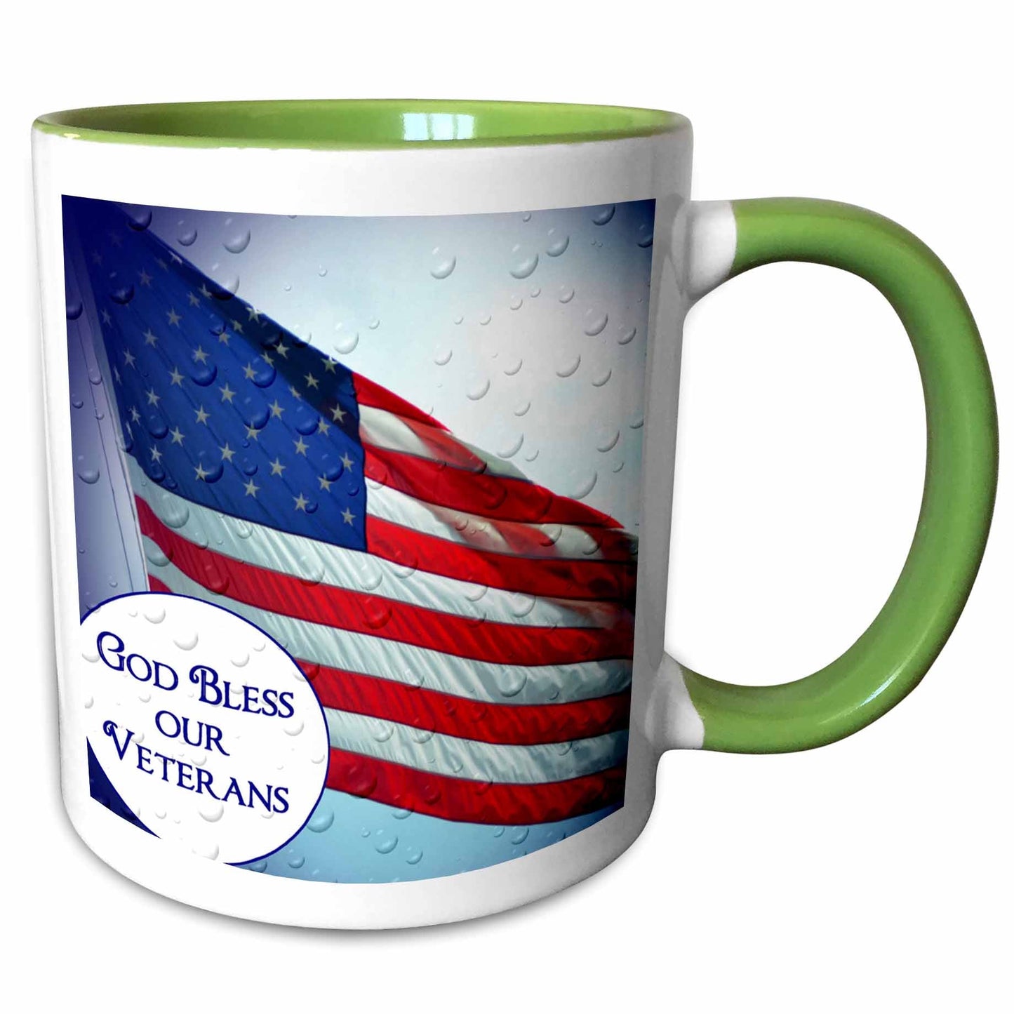 3dRose An American Flag with text God Bless our Veterans - Mugs (mug_157321)