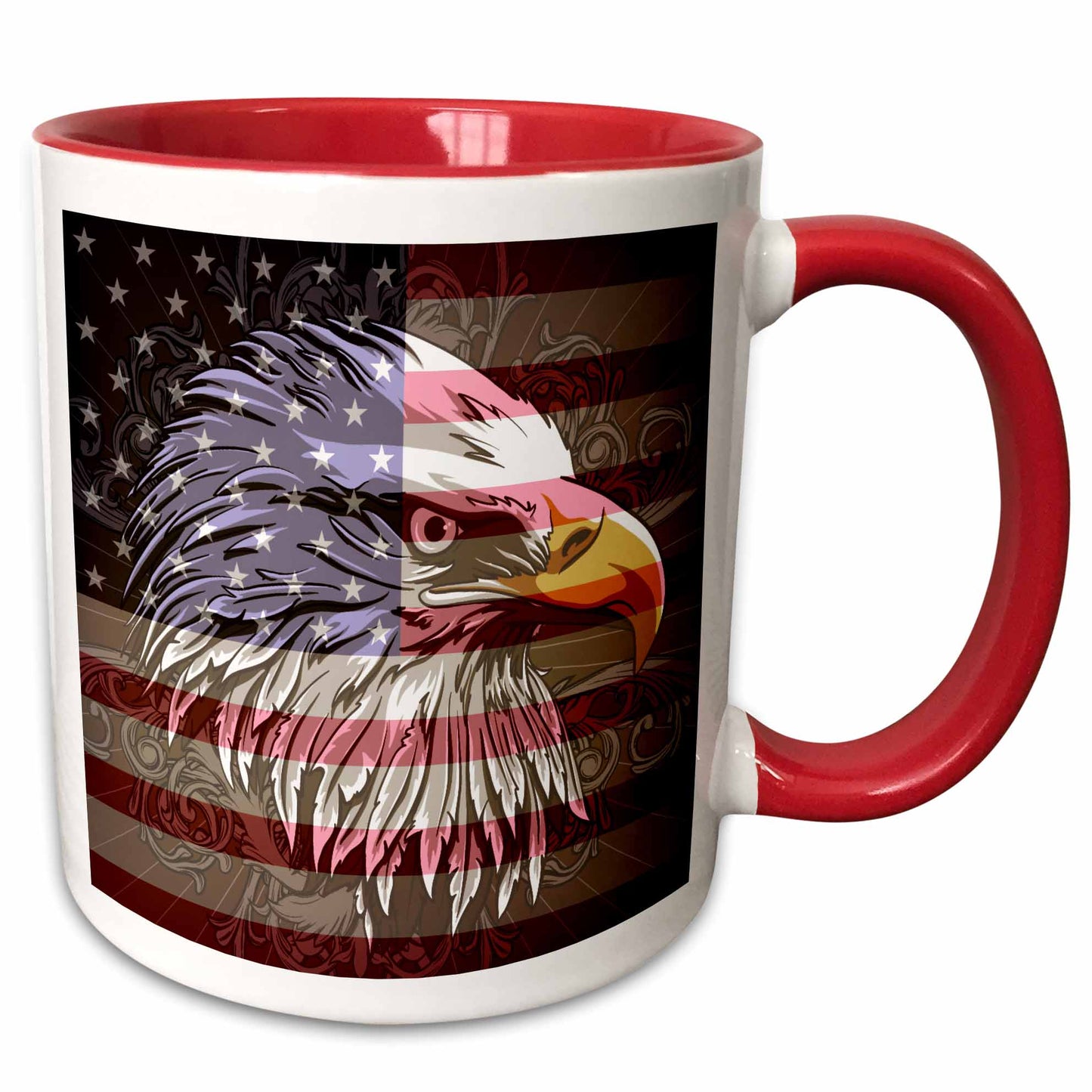 3dRose Ornate Patriotic Bald Eagle and USA American Flag Pride Great for Fourth... - Mugs (mug_116181)