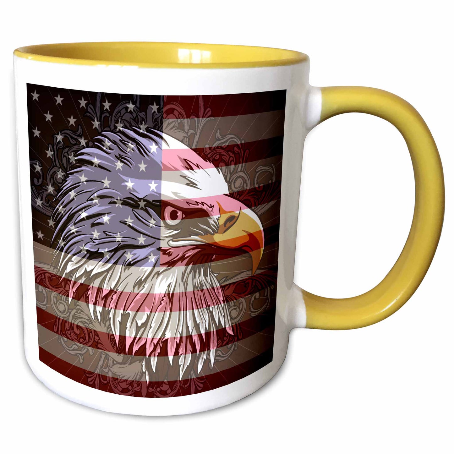 3dRose Ornate Patriotic Bald Eagle and USA American Flag Pride Great for Fourth... - Mugs (mug_116181)