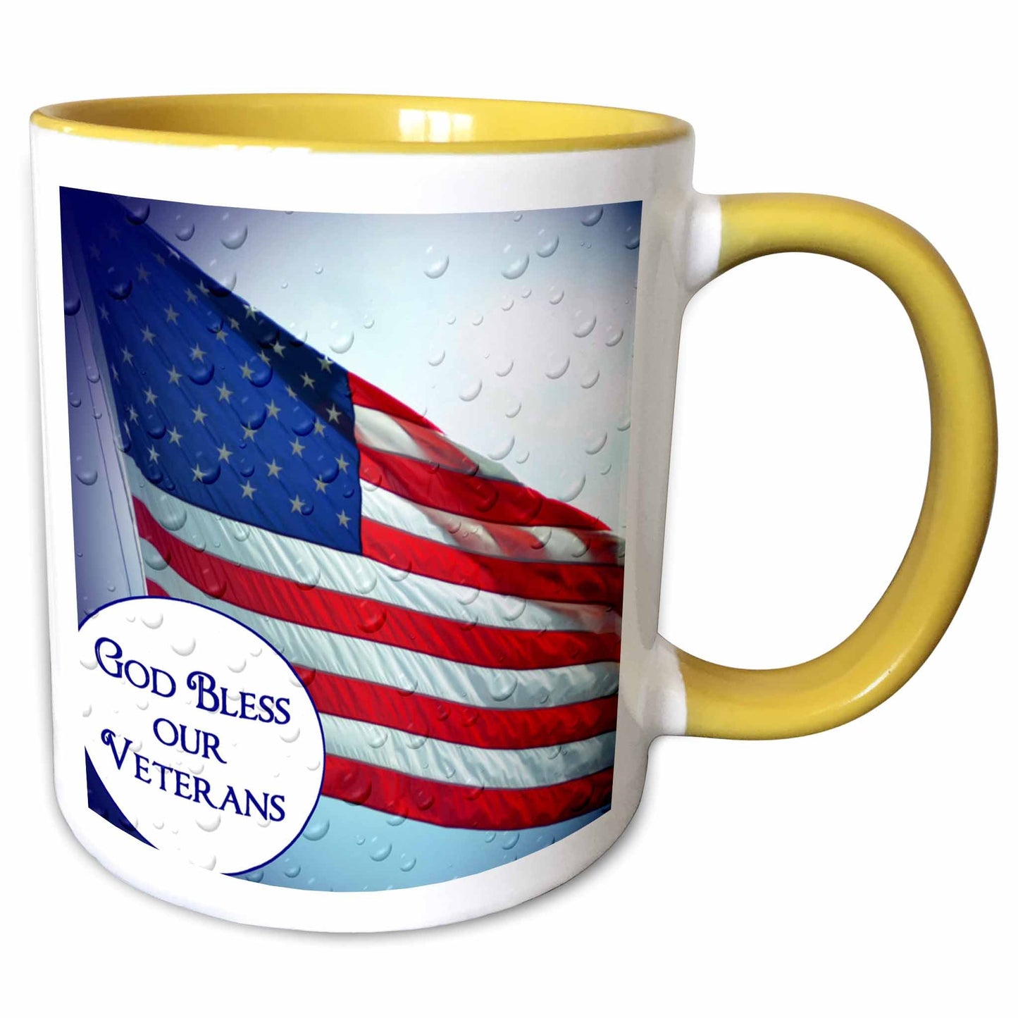 3dRose An American Flag with text God Bless our Veterans - Mugs (mug_157321)