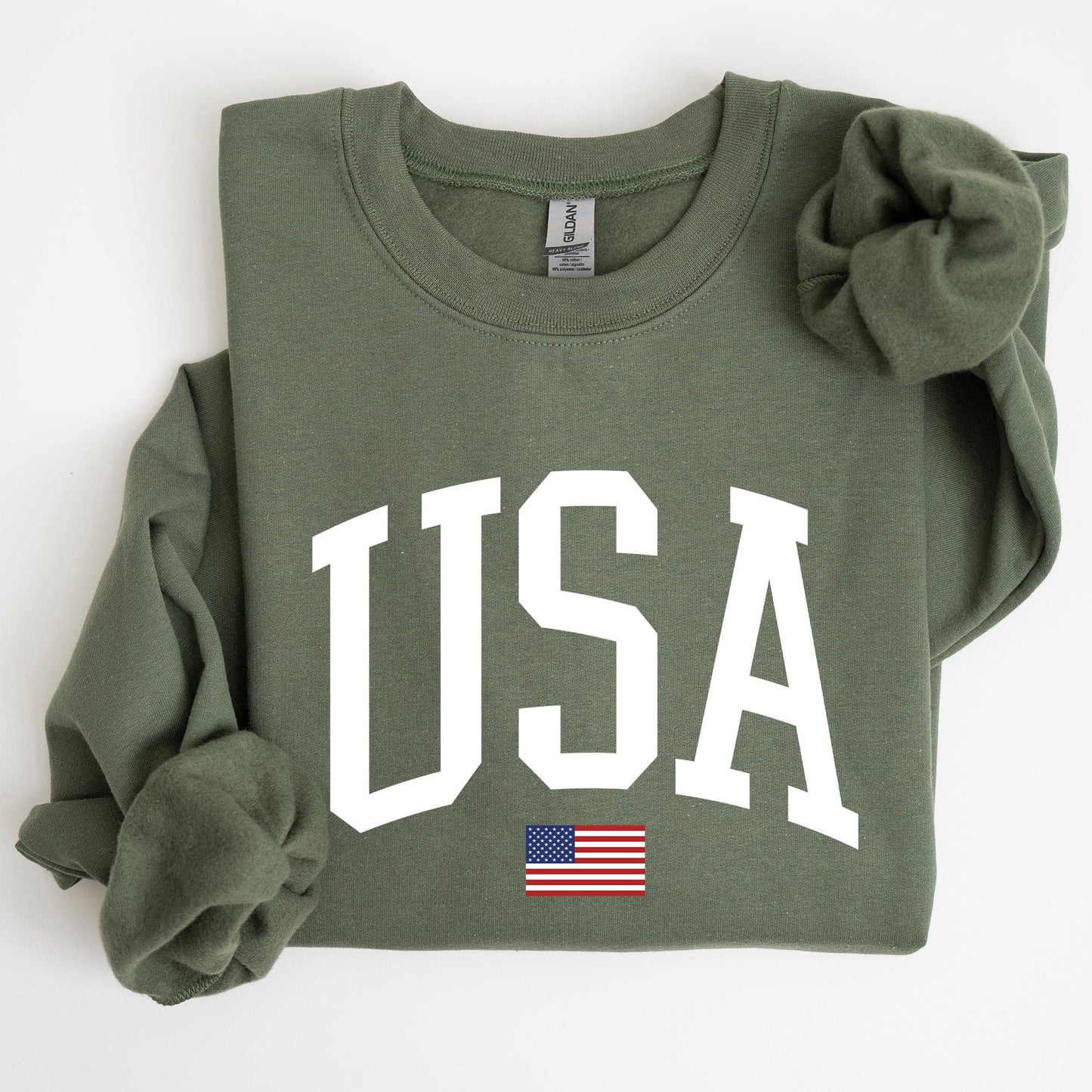 USA Flag America Patriotic Fourth Of July National Pride Emblem Vintage Stars And Stripes Design Sweatshirt
