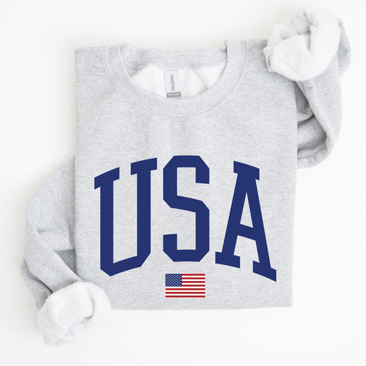 USA Flag Blue Patriotic 4th Of July American Pride Stars And Stripes Celebration Flag Design Sweatshirt