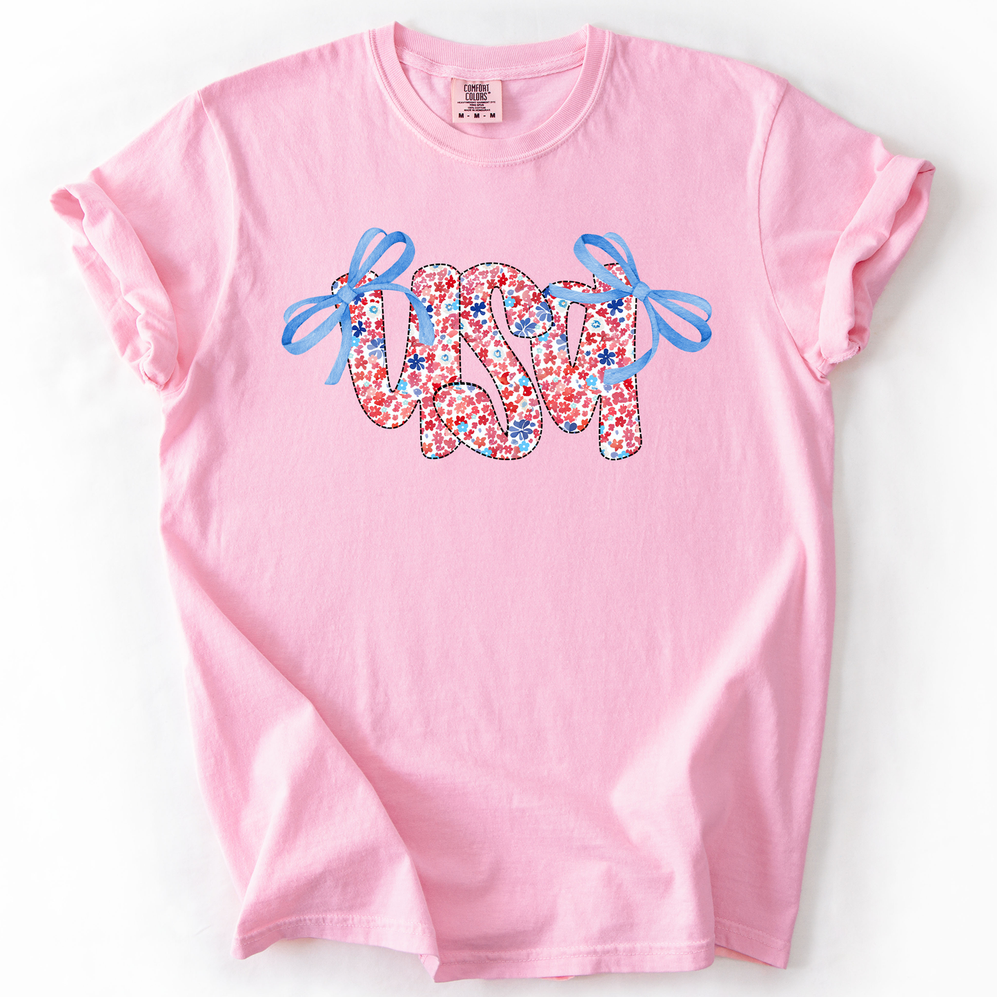 USA Ribbons Coquette Fourth Of July America Patriotic Pride Celebration Comfort Colors Tee