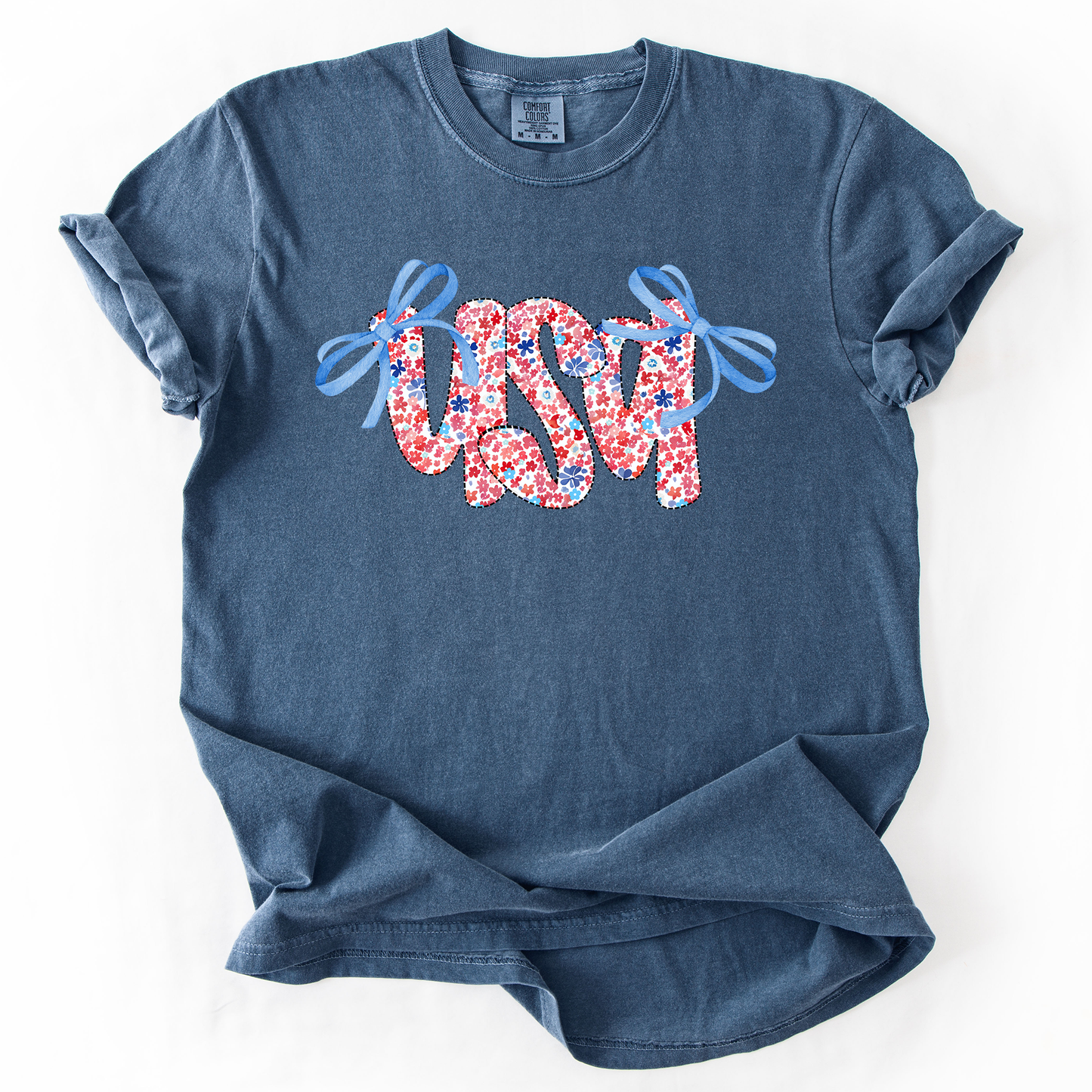 USA Ribbons Coquette Fourth Of July America Patriotic Pride Celebration Comfort Colors Tee