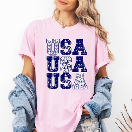 USA Retro Patriotic Stars Americana Flag Emblems Fourth of July Vintage Edition Comfort Colors Tee