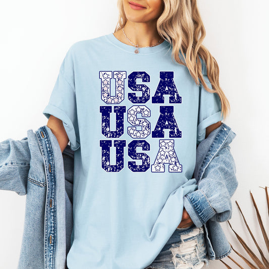 USA Retro Patriotic Stars Americana Flag Emblems Fourth of July Vintage Edition Comfort Colors Tee