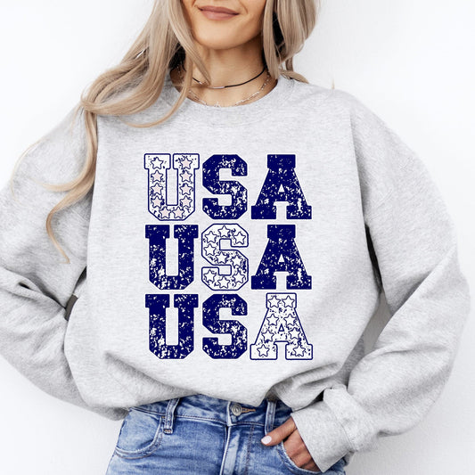 USA Retro Patriotic America Stars Blue 4th of July Independence Day Commemorative Sweatshirt