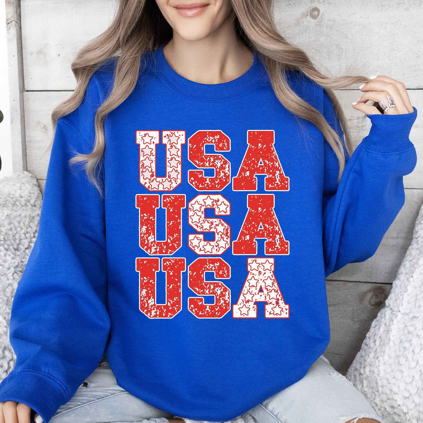 USA Retro Patriotic Stars And Stripes American Flag Theme Festival Edition Sweatshirt