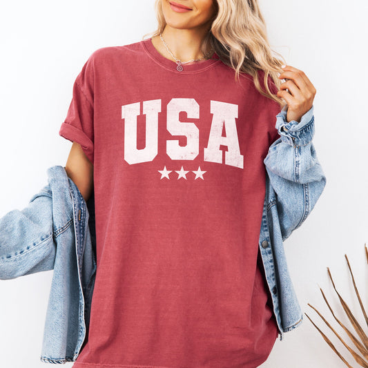 USA Stars Retro Patriotic America 4th Of July Vintage Flag Edition With Classic All-American Style Comfort Colors Tee