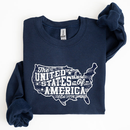 United States Of America Patriotic 4th Of July USA Flag Graphic Emblem Sweatshirt