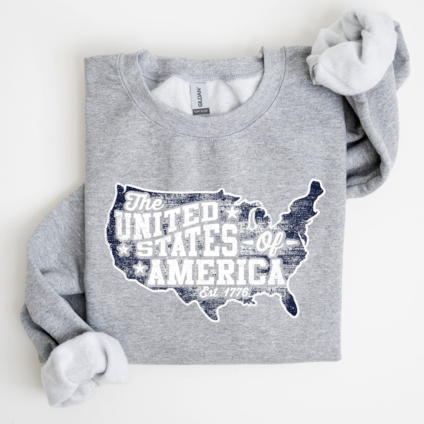 United States Of America Patriotic 4th Of July USA Flag Graphic Emblem Sweatshirt
