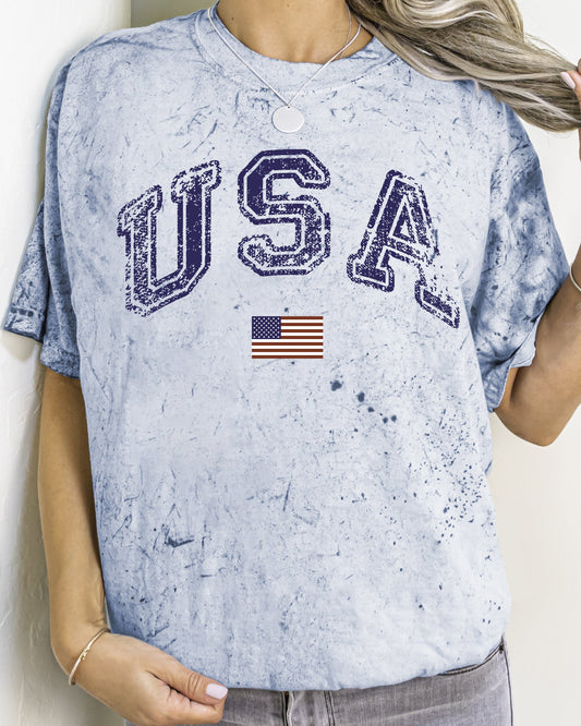 USA Flag Color Blast Vintage Retro Independence Day Americana Patriotic Comfort Colors Tee
