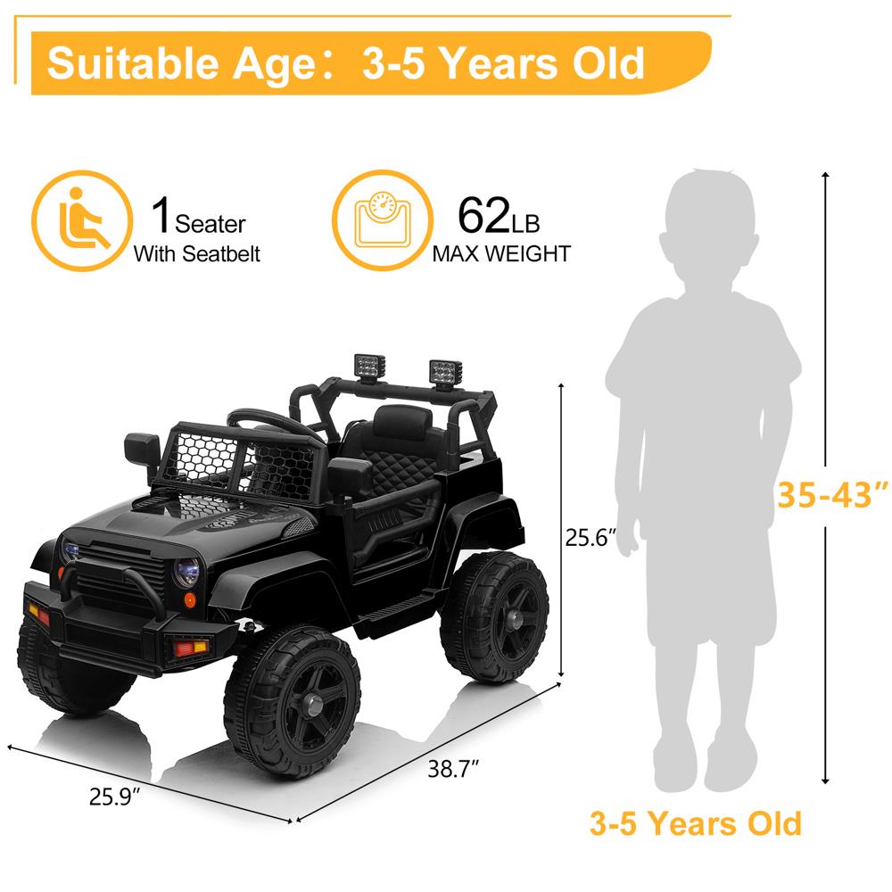 Premium 12V Electric Kids Ride On Car Truck with 2.4G Remote - Up to 8-12 Hours of Playtime