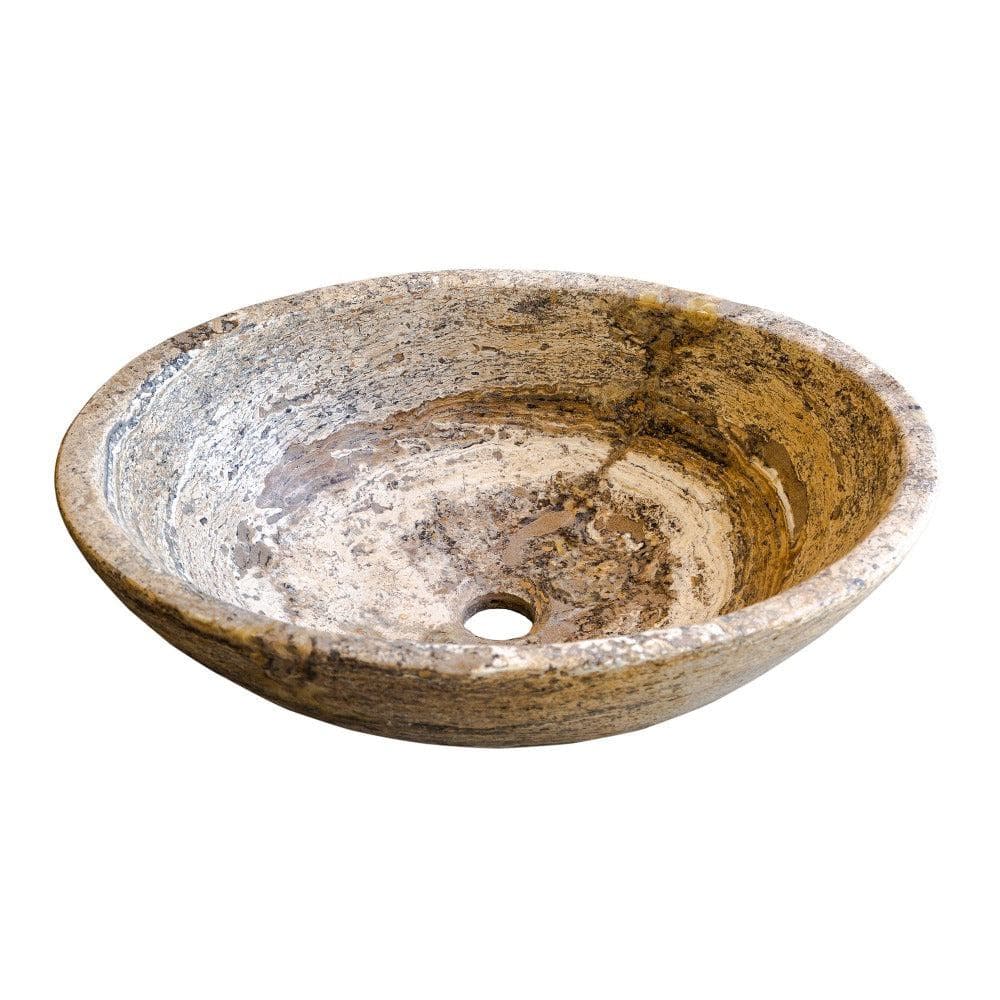 Travertine Natural Stone Oval Vessel Sink 16x21 Above Counter