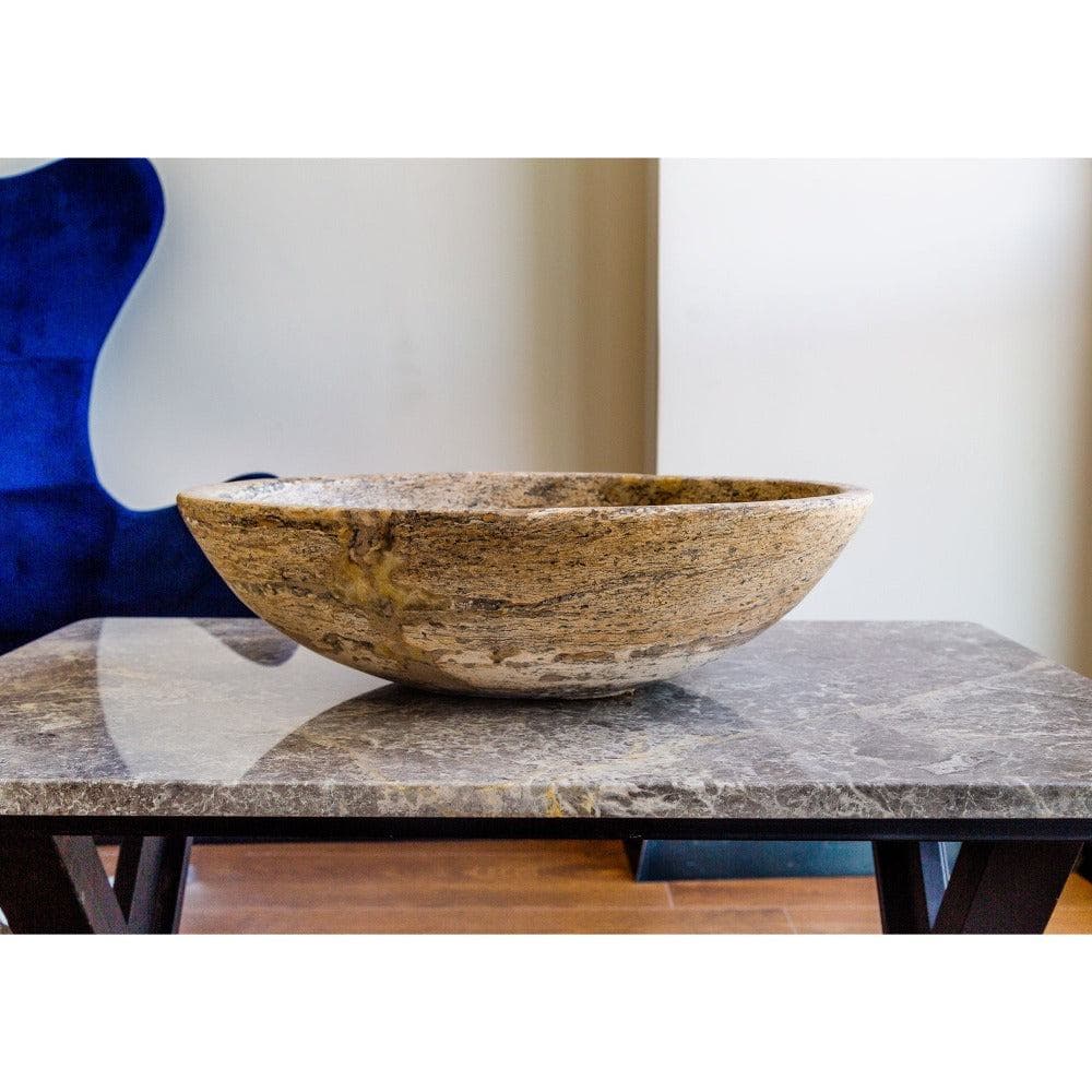 Travertine Natural Stone Oval Vessel Sink 16x21 Above Counter