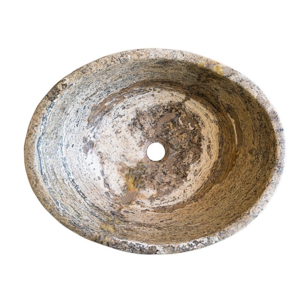 Travertine Natural Stone Oval Vessel Sink 16x21 Above Counter