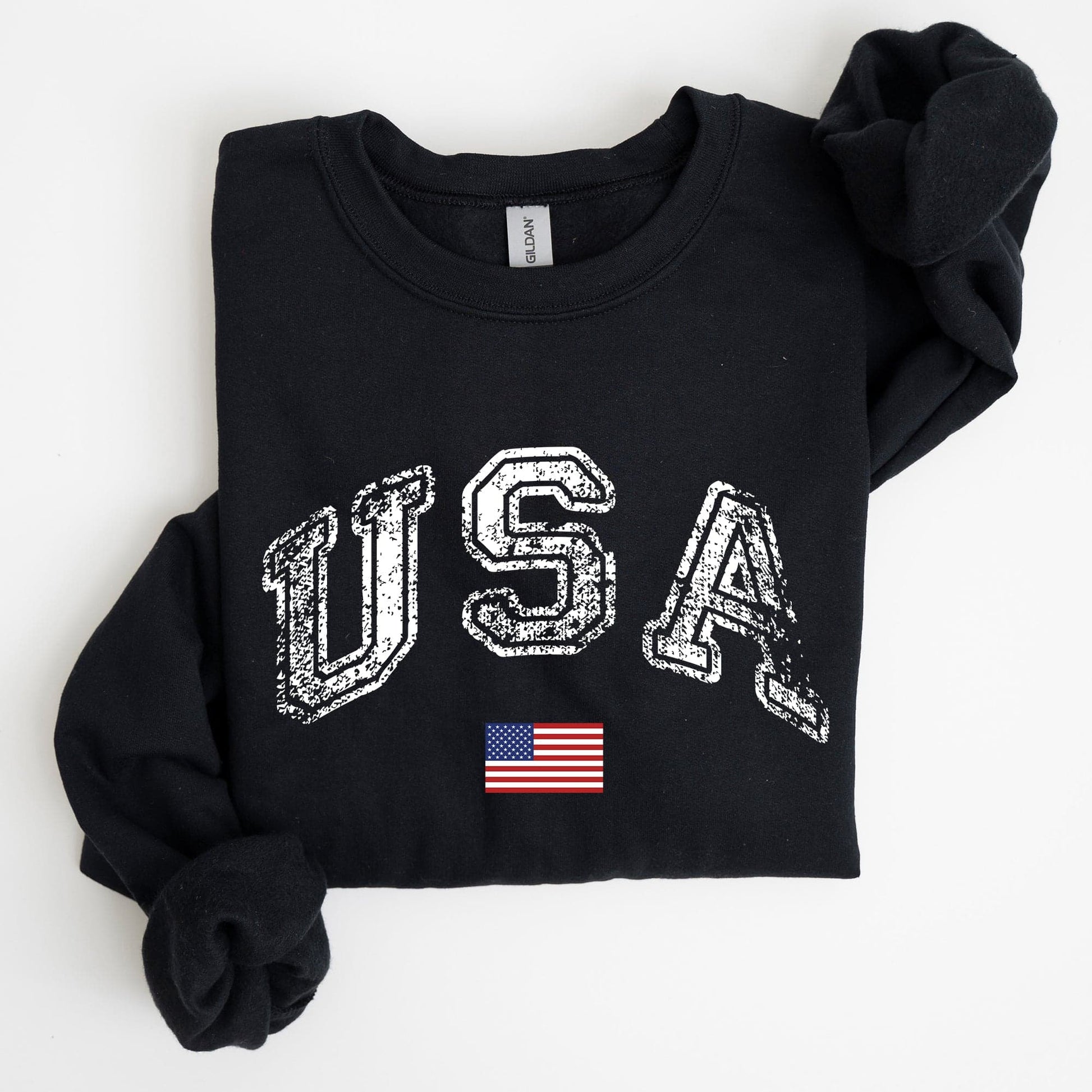 Vintage USA Retro Flag America Fourth Of July Patriotic Pride Emblem Independence Day Sweatshirt