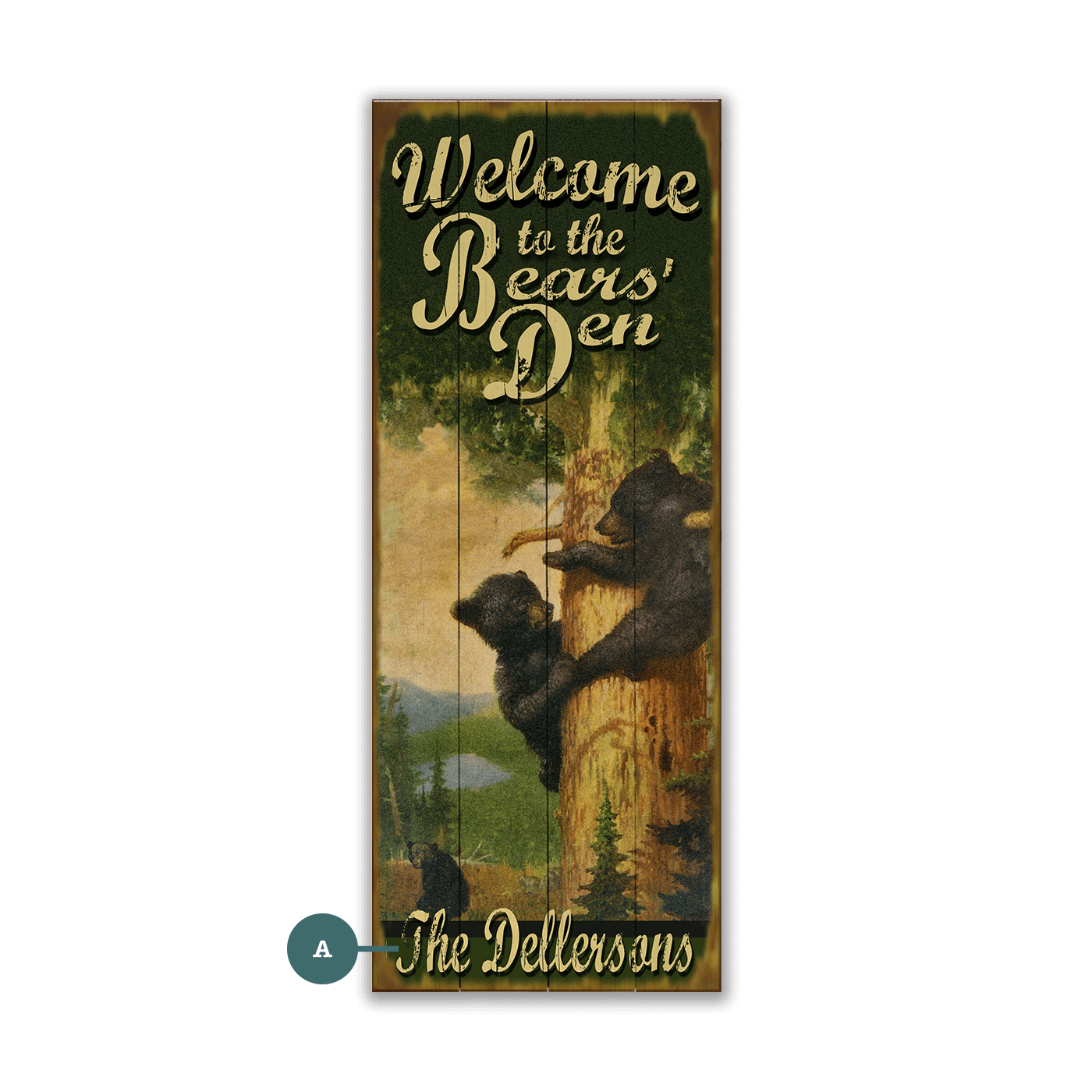 The Bears' Den: Personalized - Wood & Metal Wall Art