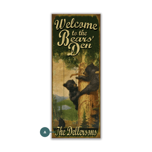 The Bears' Den: Personalized - Wood & Metal Wall Art