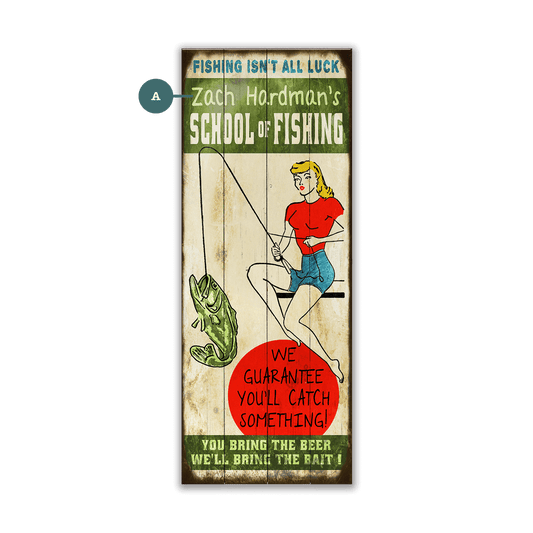 School of Fishing: Personalized - Wood & Metal Wall Art