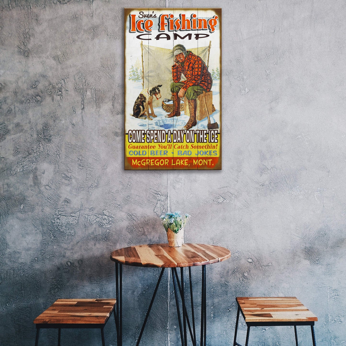 Ice Fishing Camp - Wood & Metal Wall Art