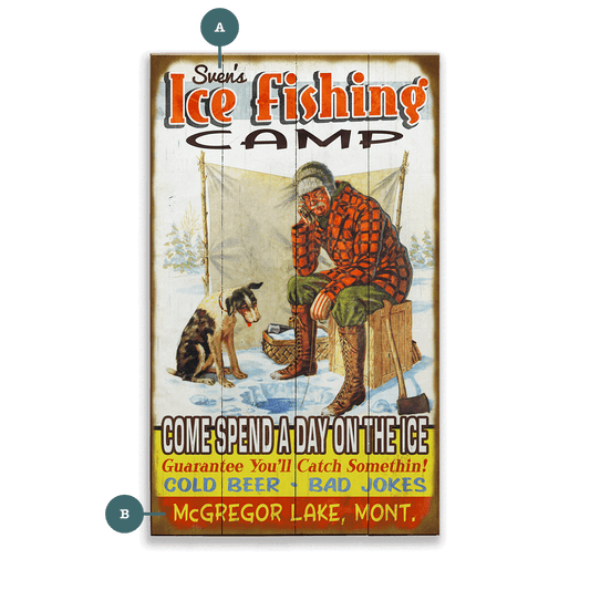 Ice Fishing Camp - Wood & Metal Wall Art
