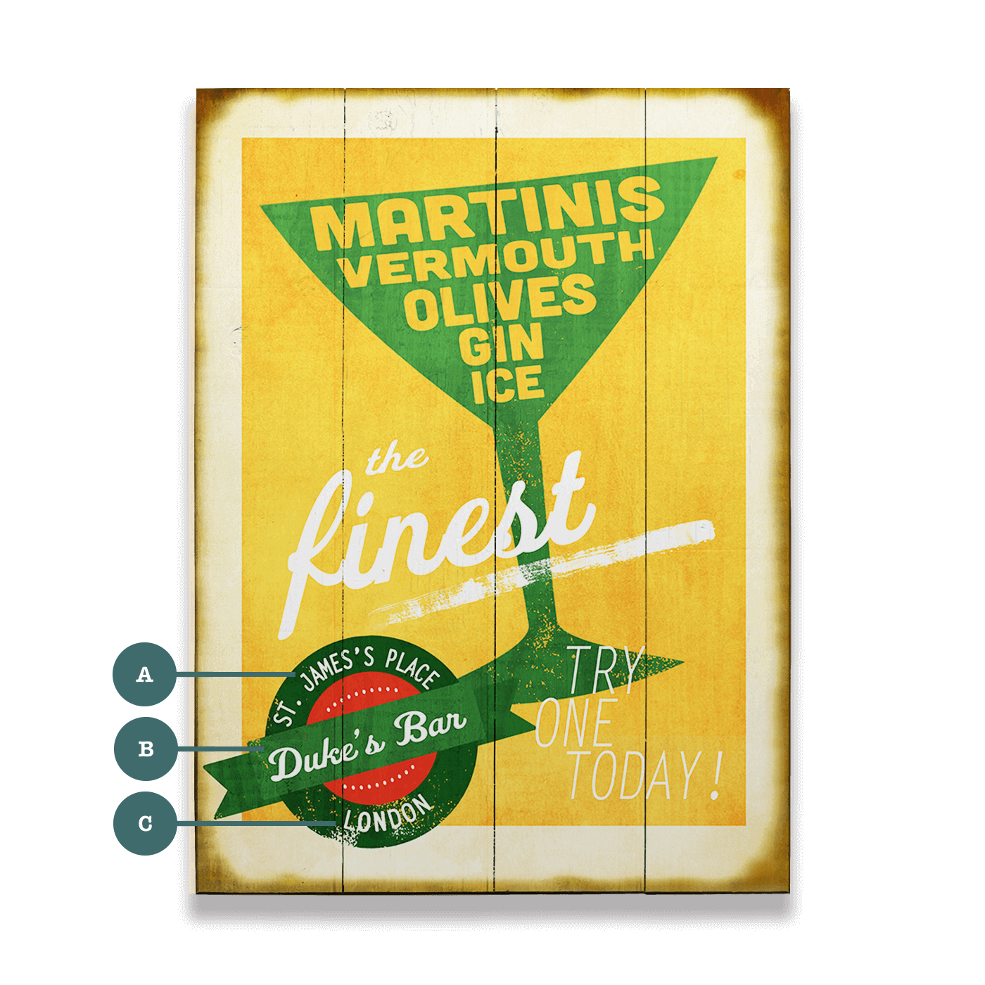 The Finest Martinis - Wood & Metal Wall Art
