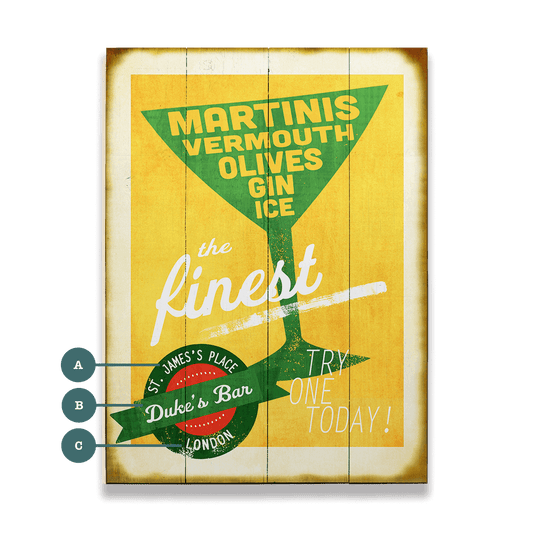 The Finest Martinis - Wood & Metal Wall Art