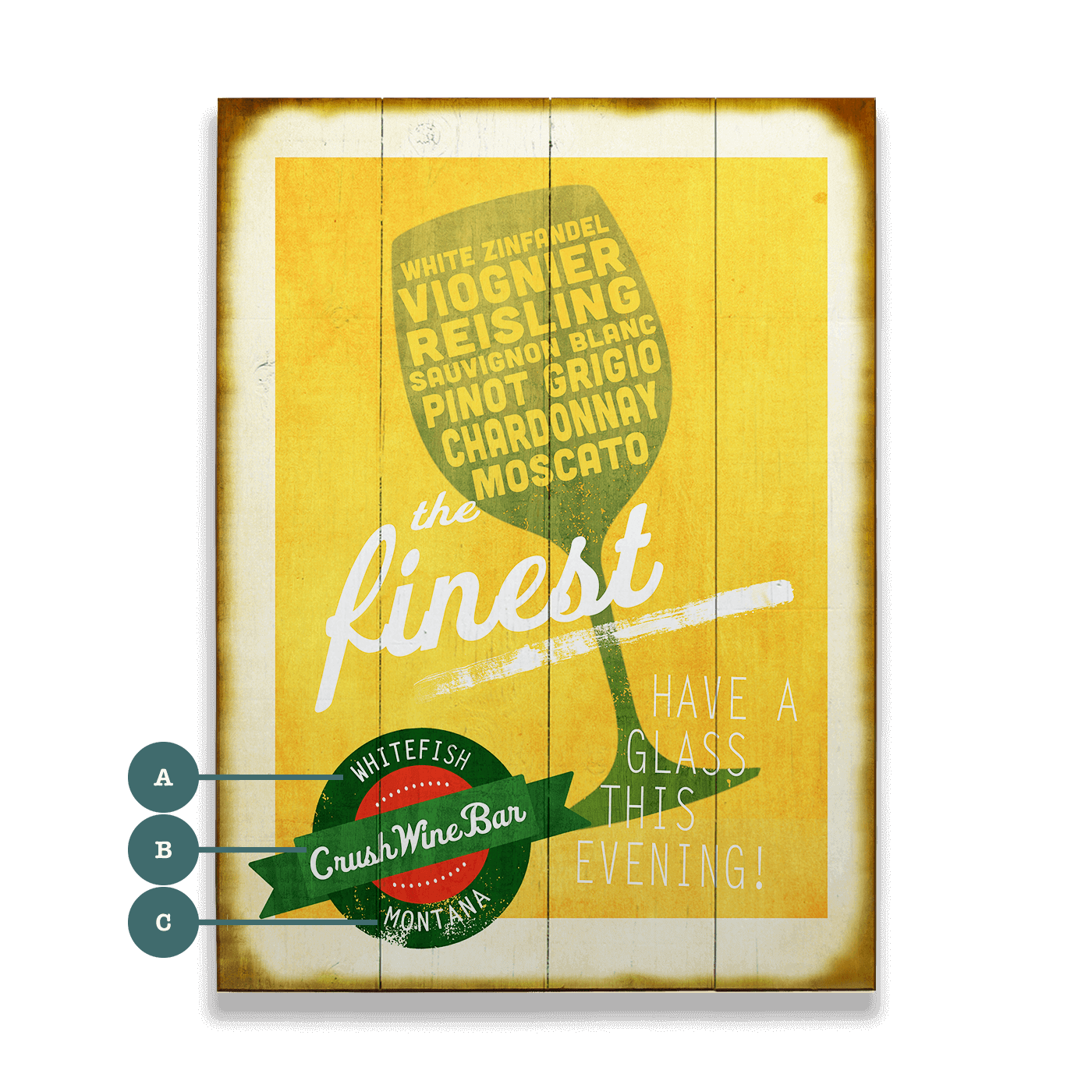 The Finest White Wines - Wood & Metal Wall Art