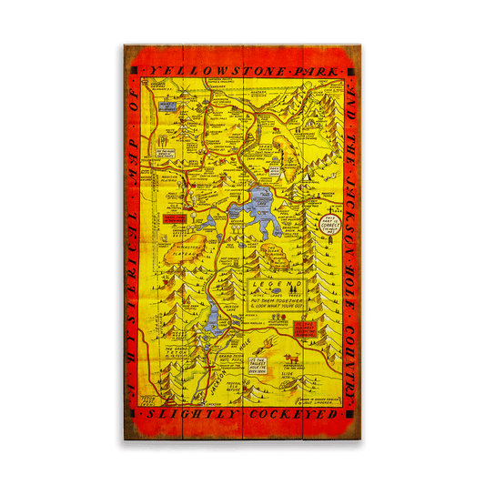 Yellowstone and Jackson Hole Map - Wood & Metal Wall Art
